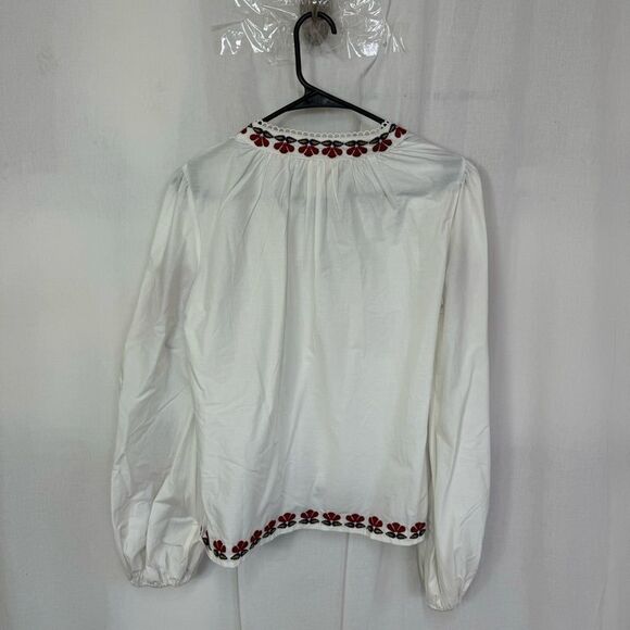 Farm Rio X Ant White Floral Embroidery Peasant Boho Blouse XS - Picture 9 of 14